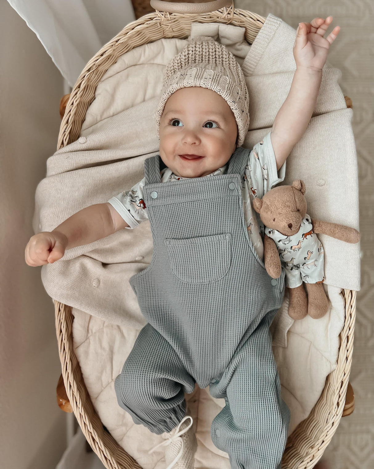 Waffle Overalls - Smoke - HoneyBug