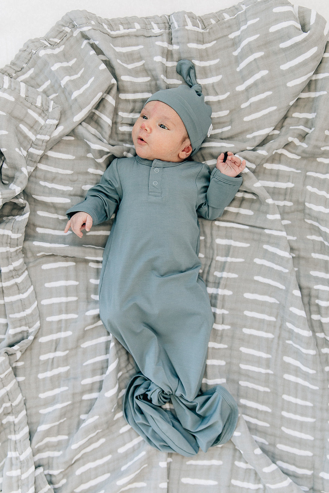 Dusty Blue Bamboo Knot Gown - HoneyBug