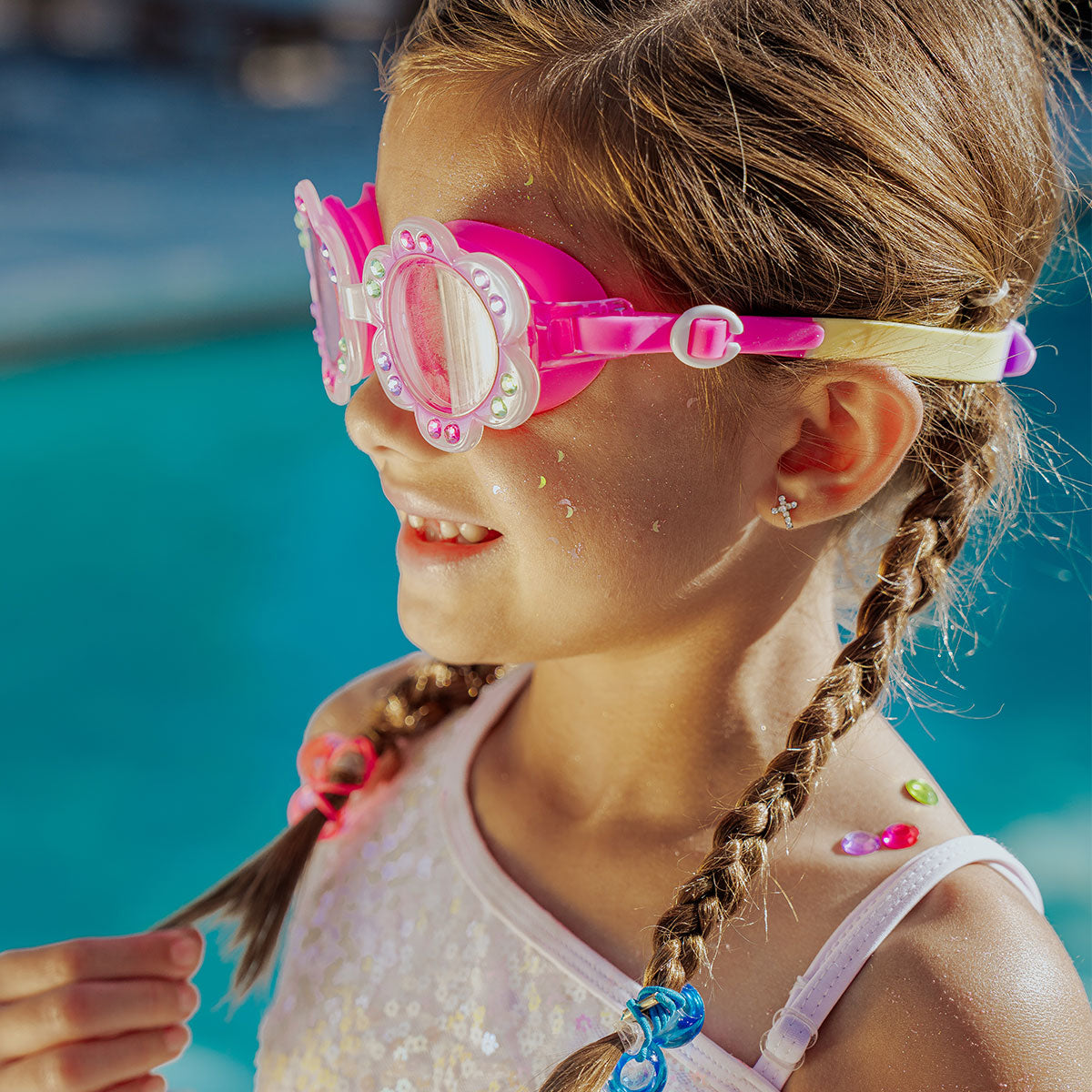 Purple Petunia Petals Girl Kids' Swim Goggles - HoneyBug