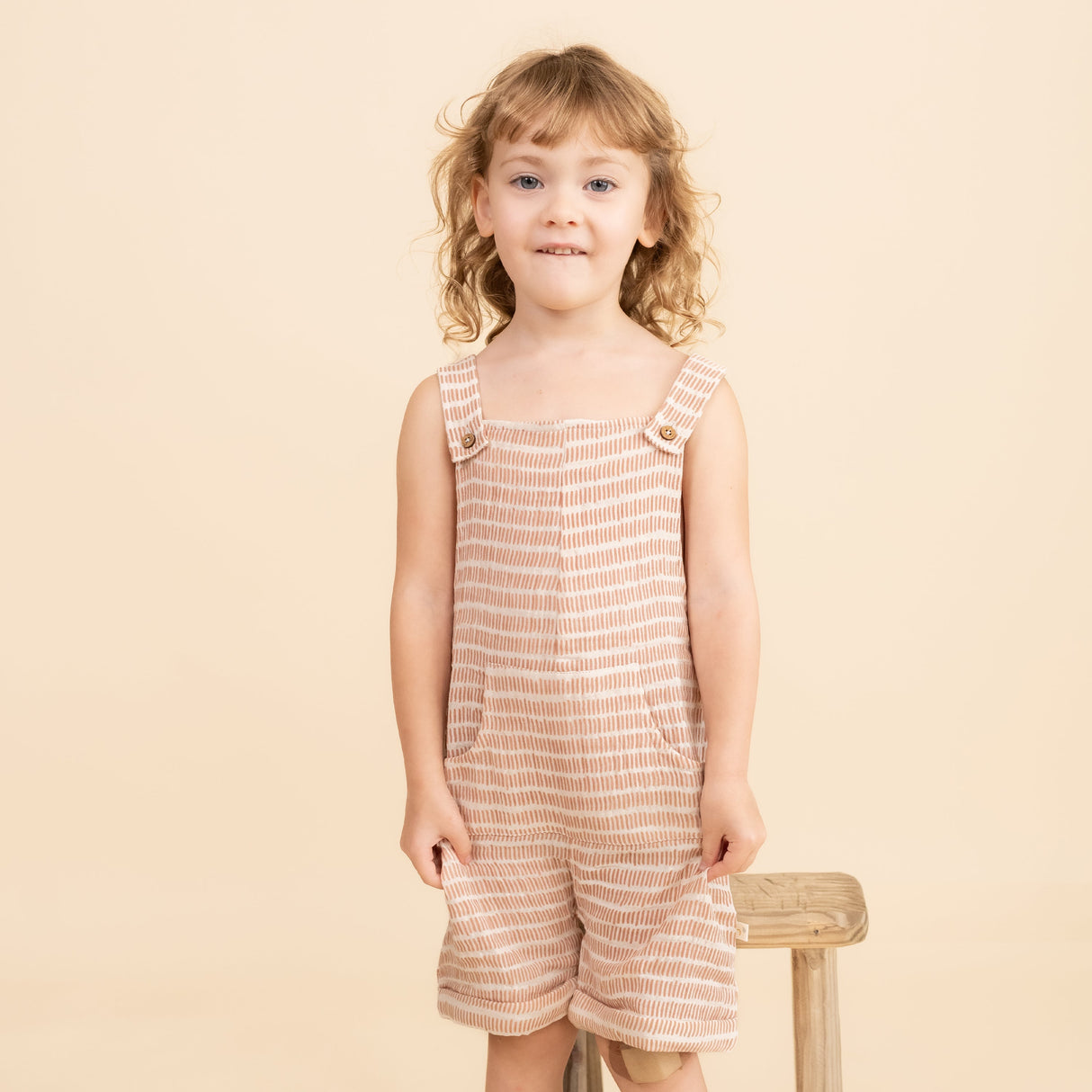 Organic Shortalls - Dash Lines - HoneyBug