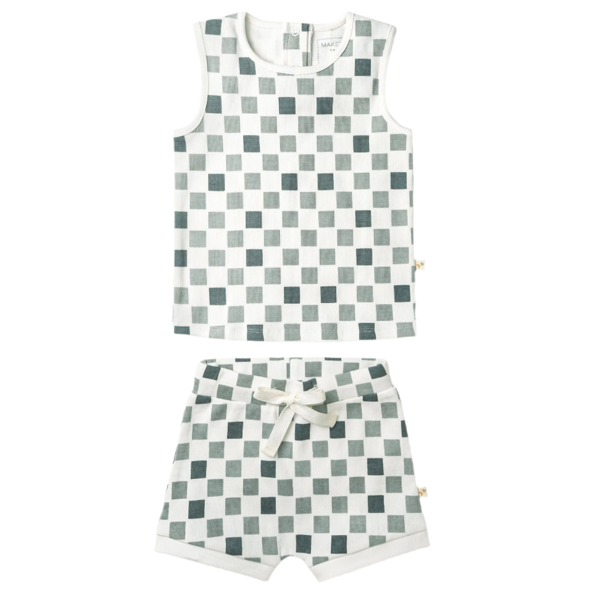 Organic Tank & Tee Shorts Set - Chequered - HoneyBug