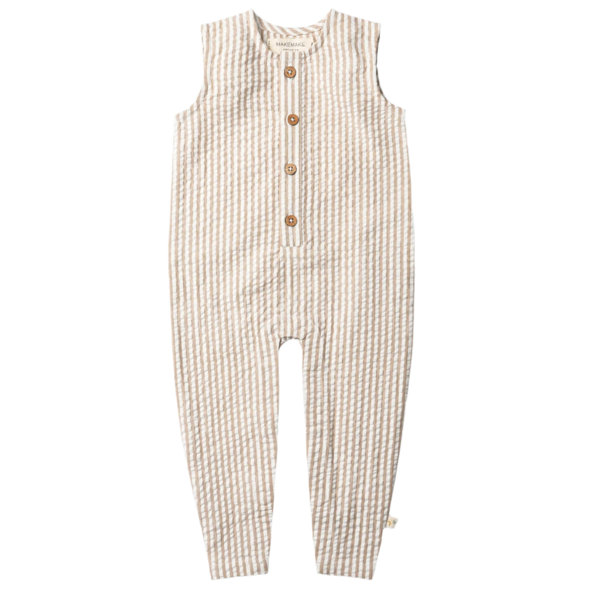 Organic Sleeveless Full Romper - Brown Stripes - HoneyBug