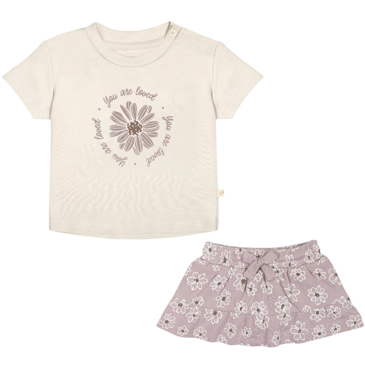 Organic Girls Tee and Skort Outfit - Daisies - HoneyBug