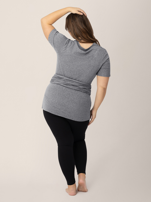 Organic Cotton Skin to Skin Wrap Top | Charcoal Grey Heather - HoneyBug