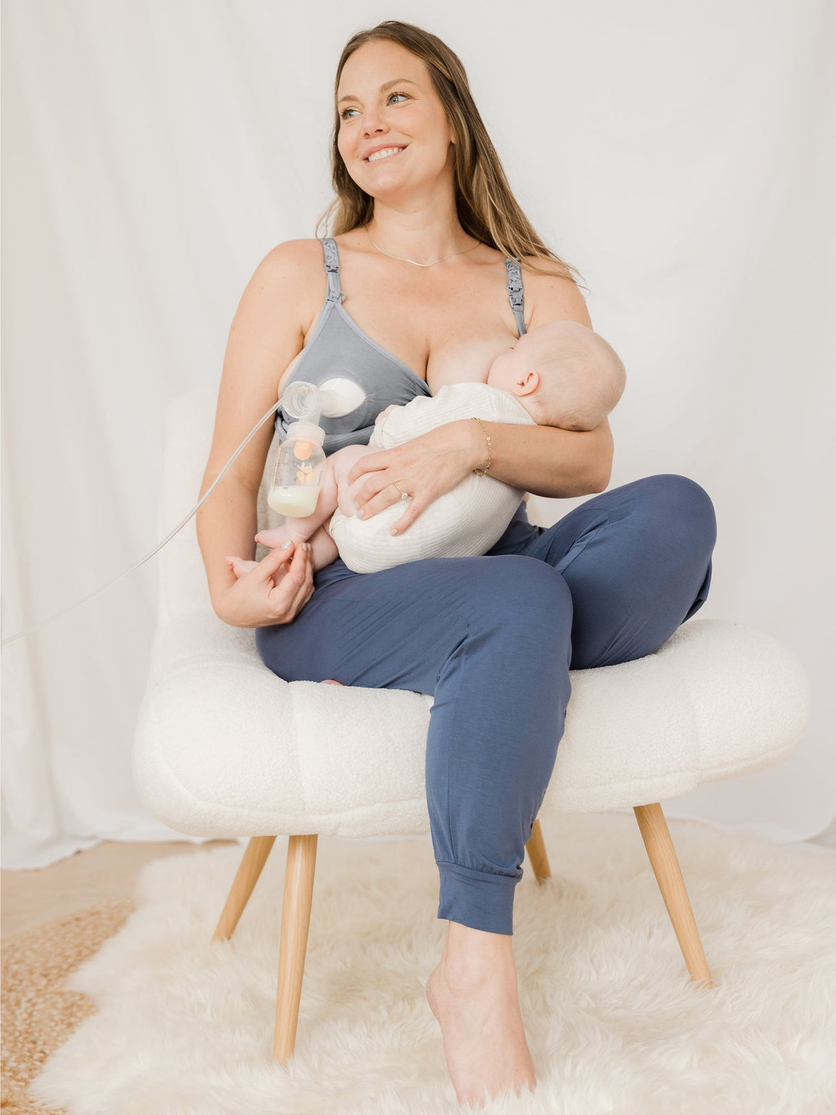 Sublime® Hands-Free Pumping & Nursing Bra | Grey - HoneyBug