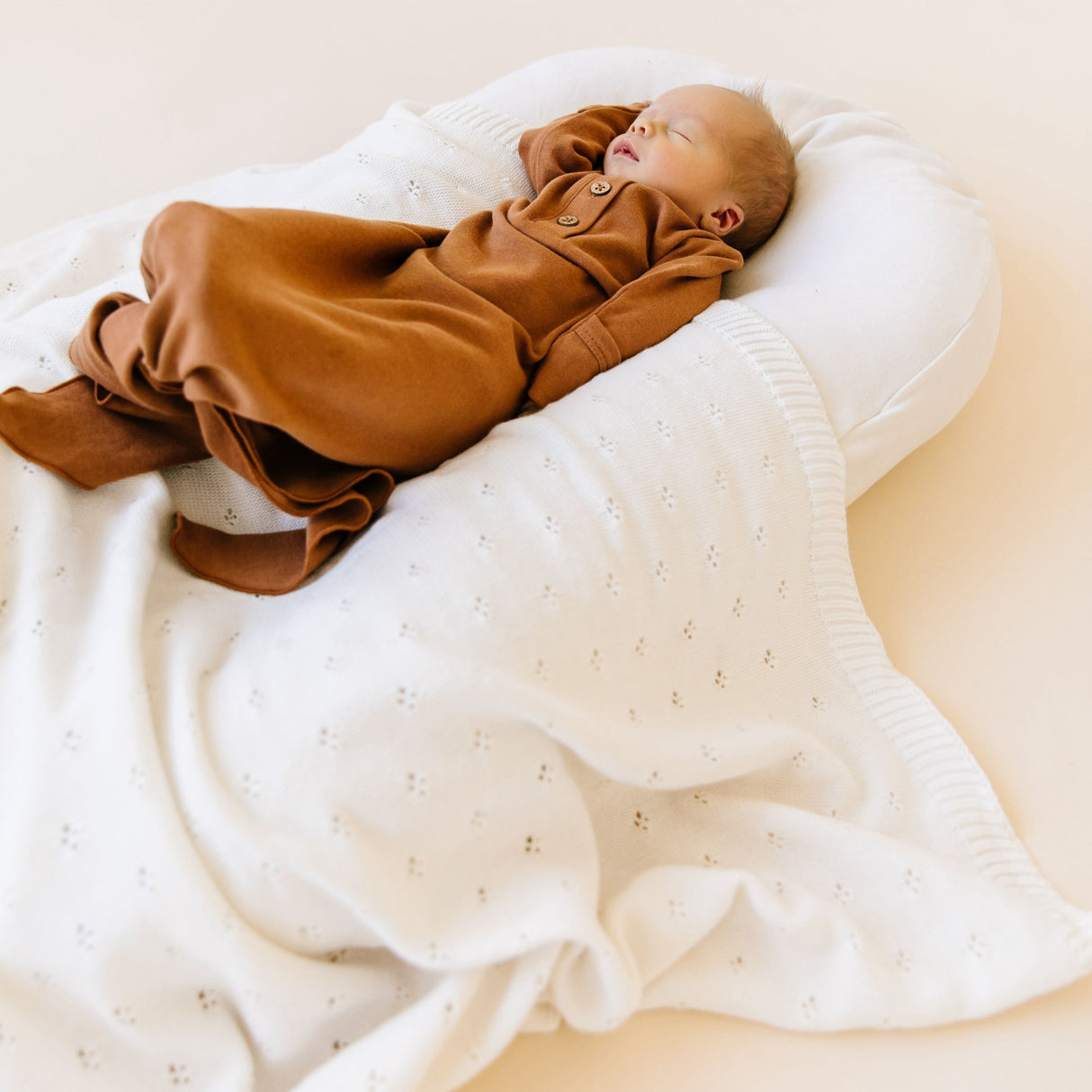 Organic Cotton Pointelle Baby Knit Blanket - Ivory