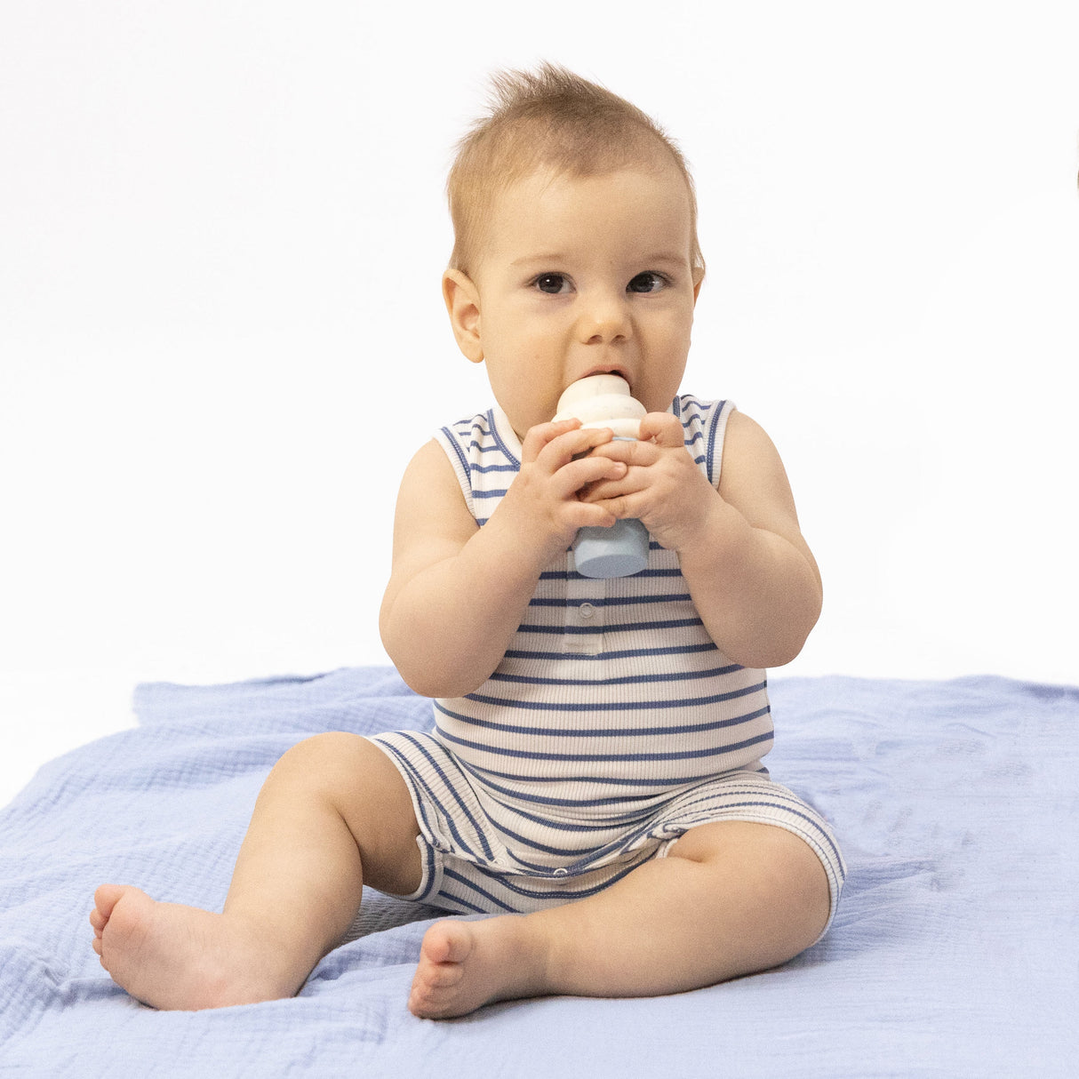 Navy Stripe - Henley Shortie Romper