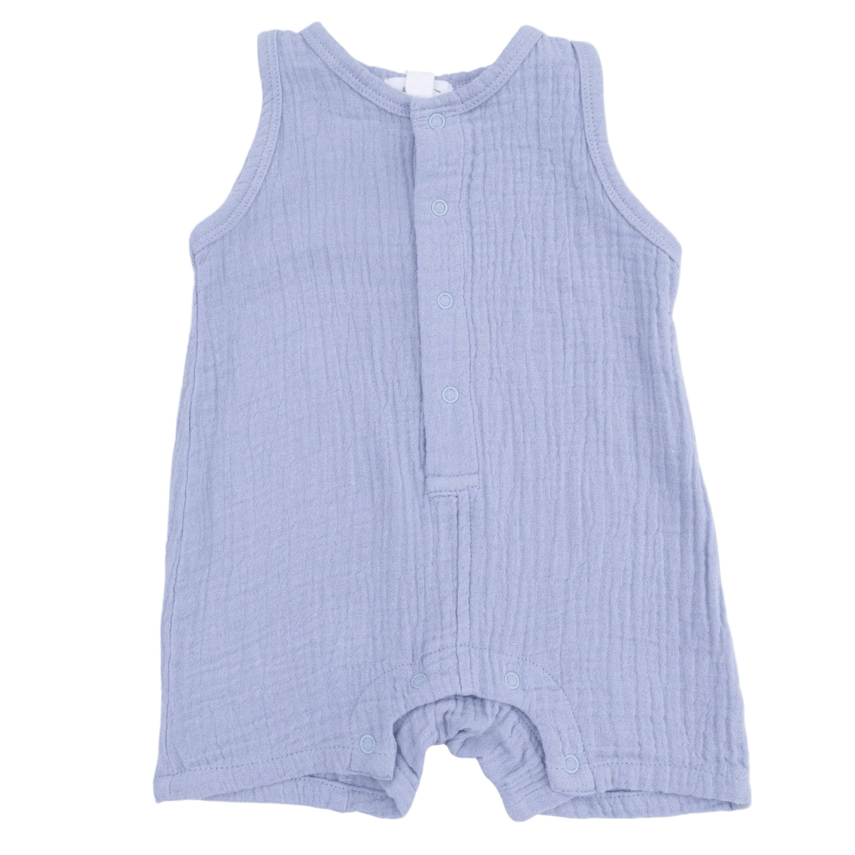 Solid Muslin Blue Blizzard - Sleeveless Shortie Romper