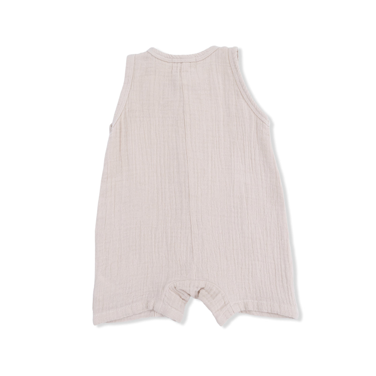 Solid Muslin French Oak - Sleeveless Shortie Romper
