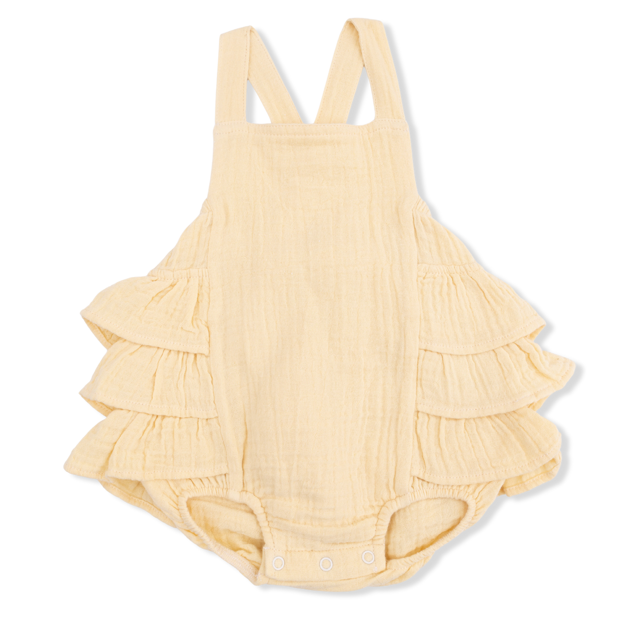 Solid Muslin Italian Straw - Ruffle Sunsuit