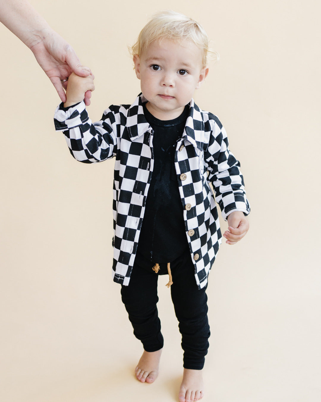 Cotton Shacket | Smiley Checkered Black - HoneyBug