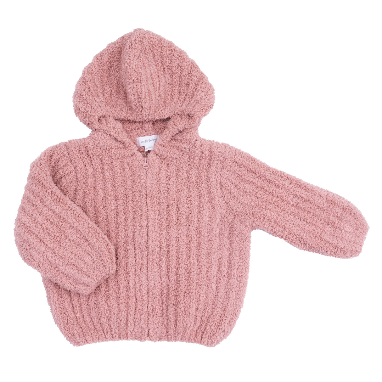 Chenille - Rose Hooded Jacket with Striped Texture