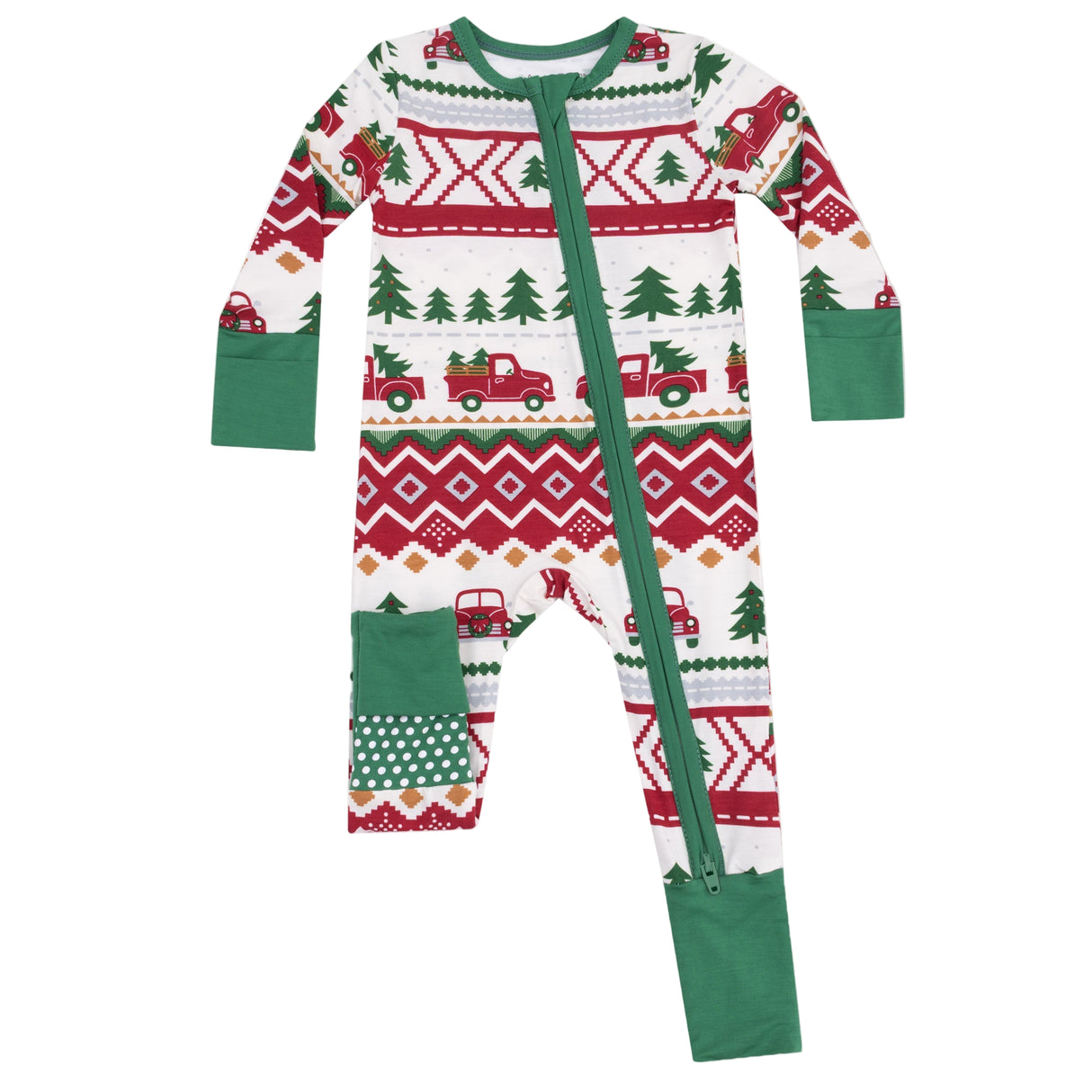 Convertible Romper - Red Truck Fair Isle - HoneyBug