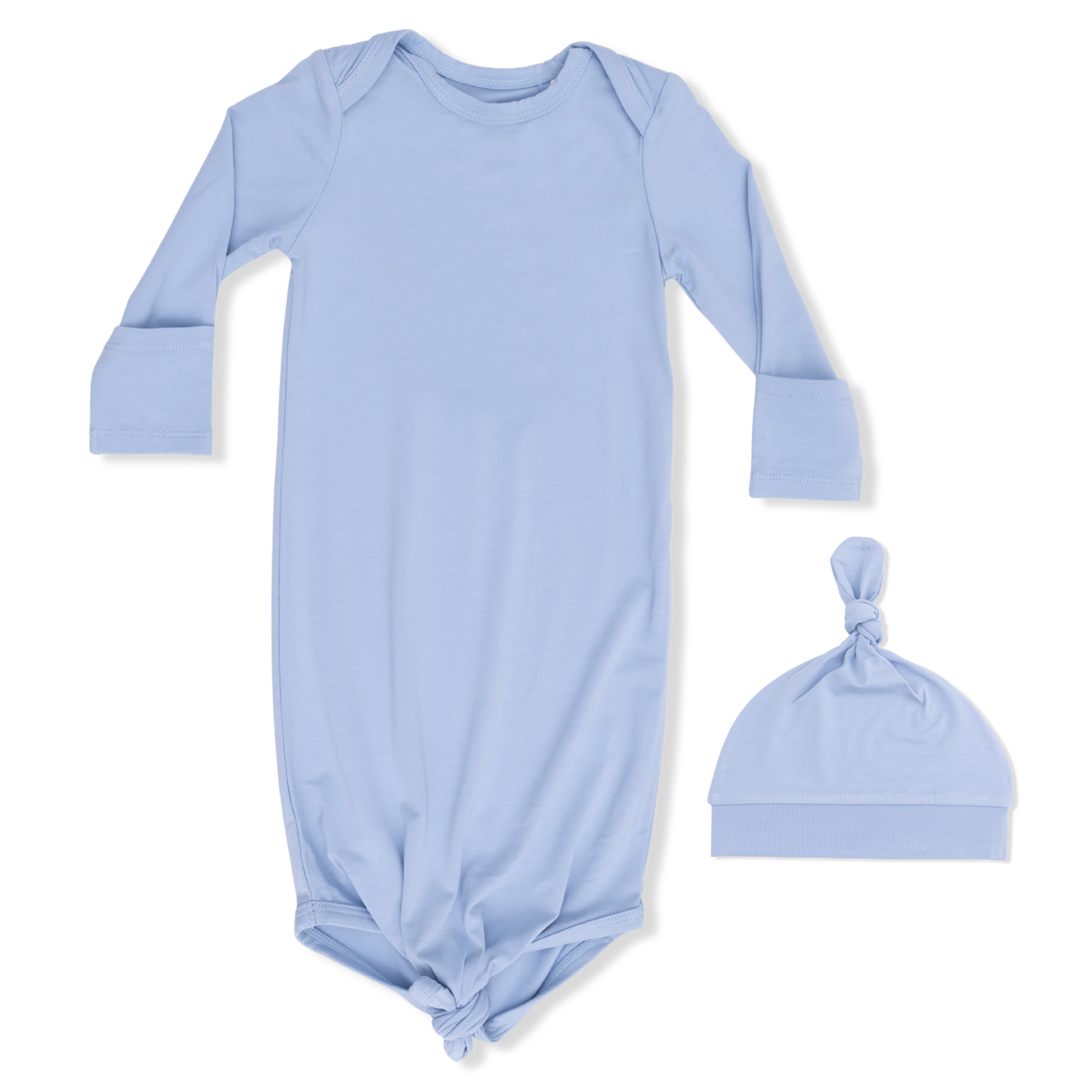 Solid Blue Fog - Knotted Gown and Hat