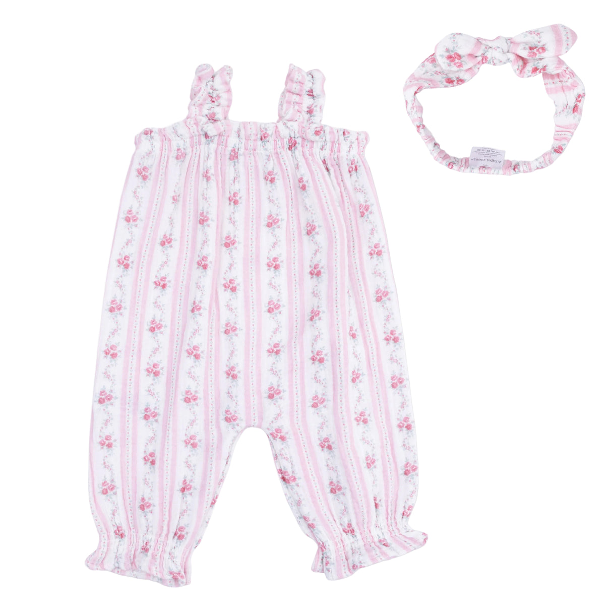 Winding Roses Stripe - Ruffly Strap Overall & Headband