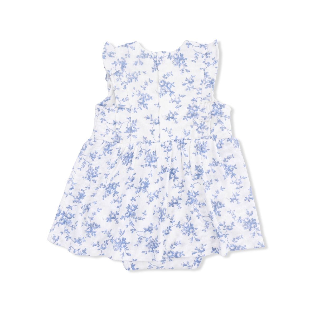 Baby Blue Vines Floral - Ruffle Bodysuit Dress