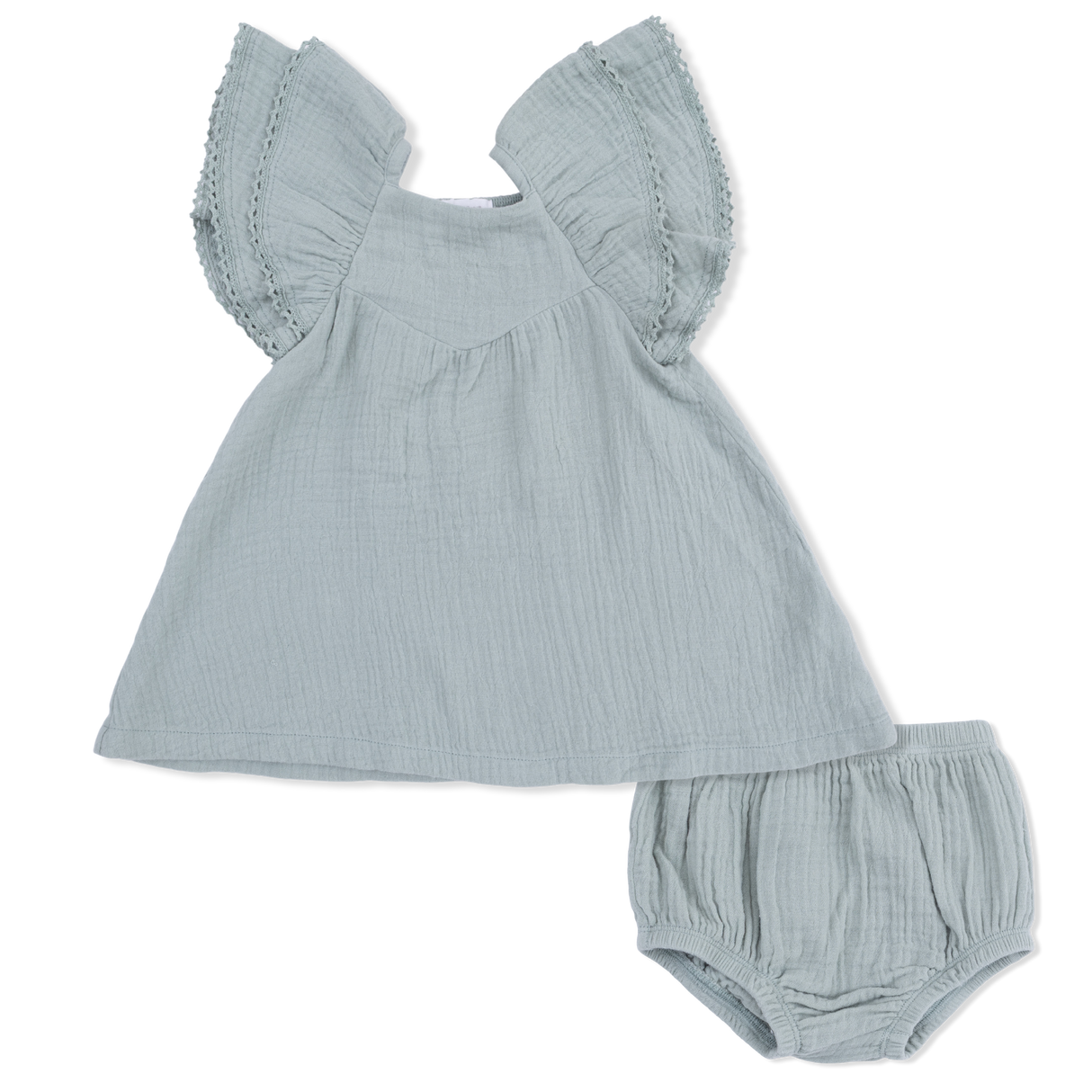 Solid Muslin Jadeite - V-Neck Dress and Bloomer