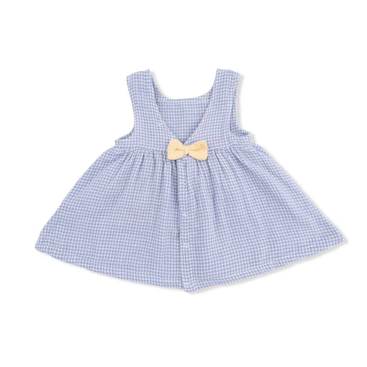 Micro Gingham Blue Blizzard - Infant Dress with Bow and Bloomer