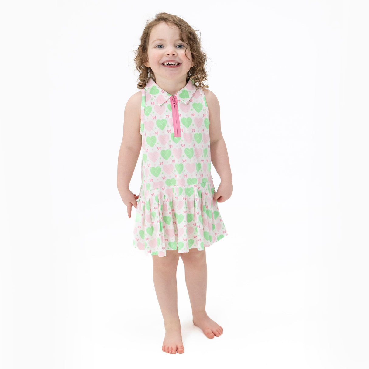 Heart Argyle - Polo Tennis Dress with Cartwheel Short
