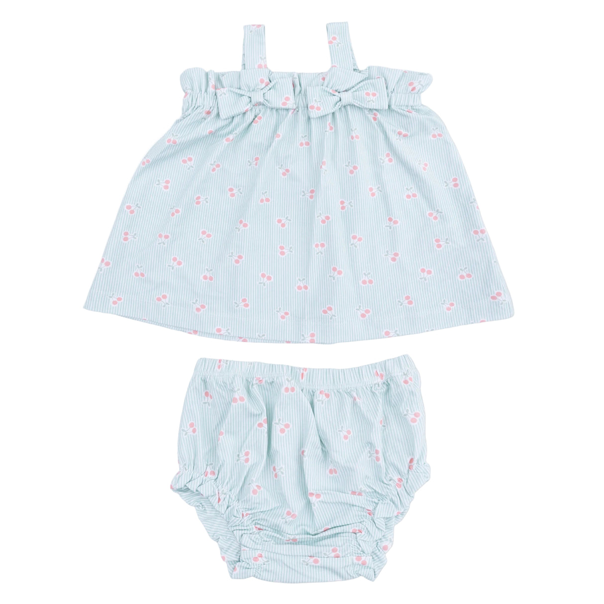 Tiny Cherry Stripe - Top with Bows and Ruffle Leg Bloomer