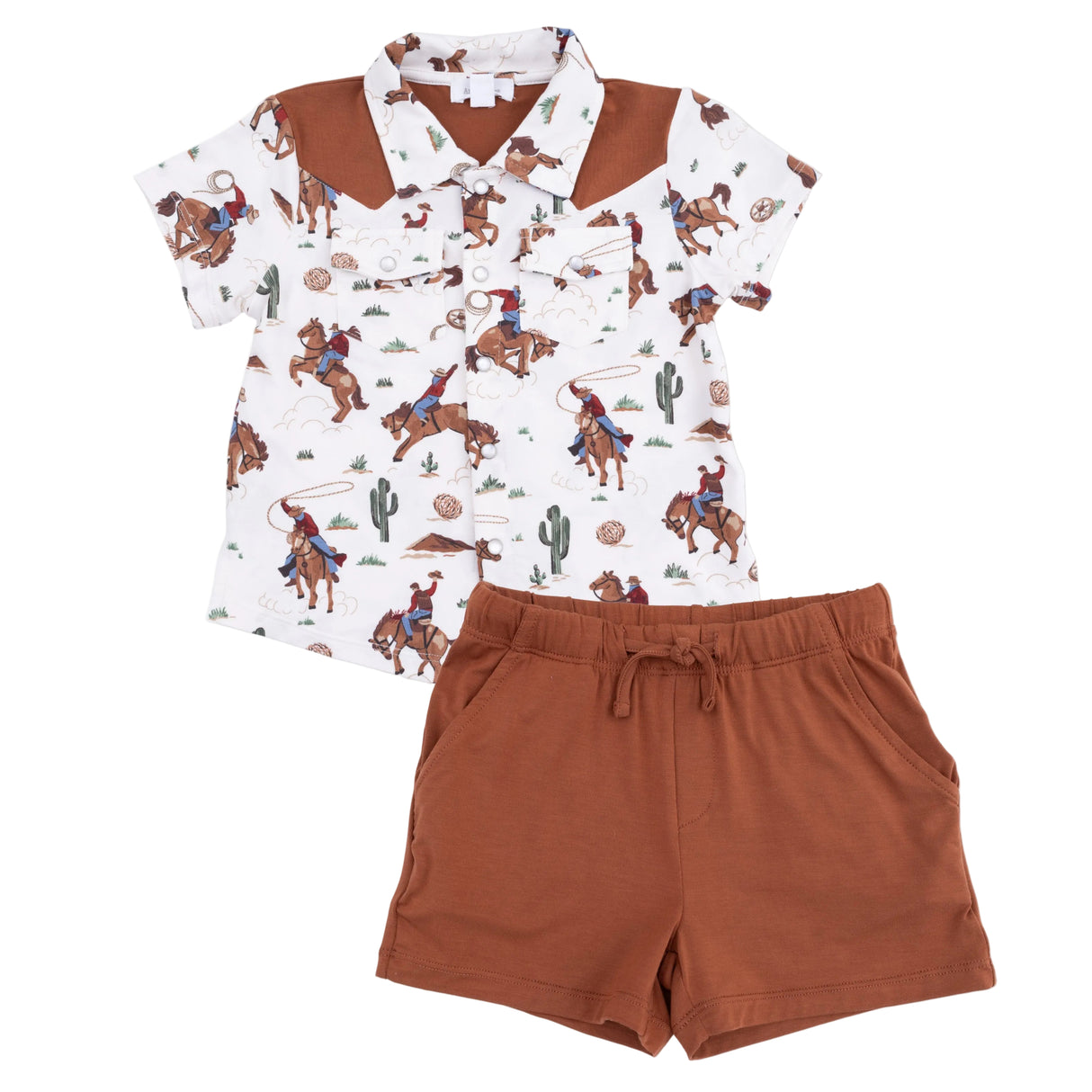 Buckaroo Western - Short Sleeve Western Pearl Snap Shirt with Casual Short