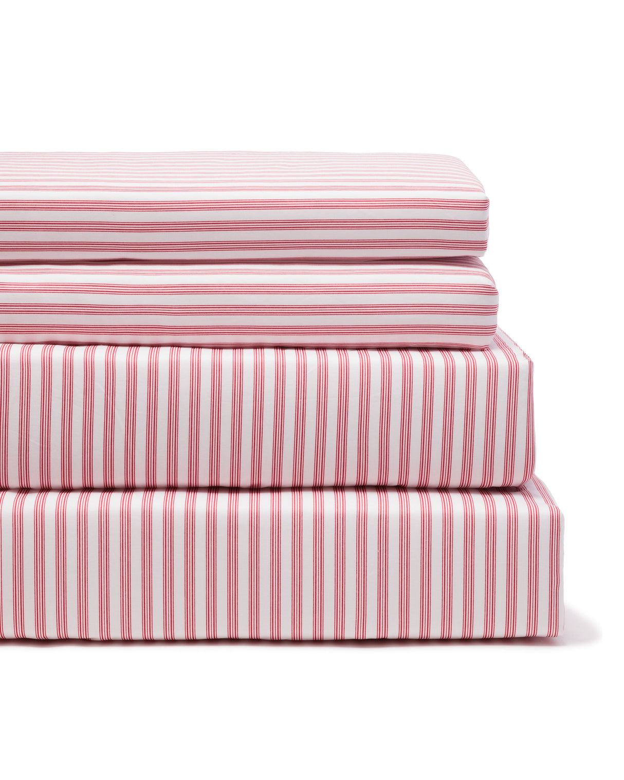 Luxe Premium Percale Bed Sheets in Antique Red Ticking - HoneyBug