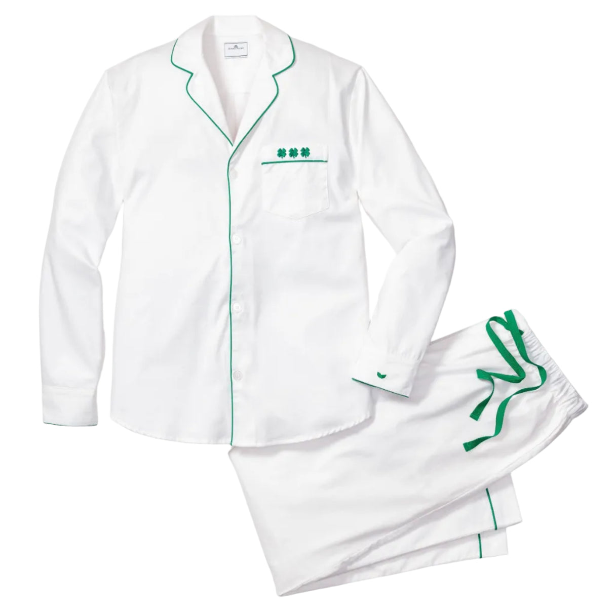 Men's Twill Pajama Set with Embroidered Shamrocks