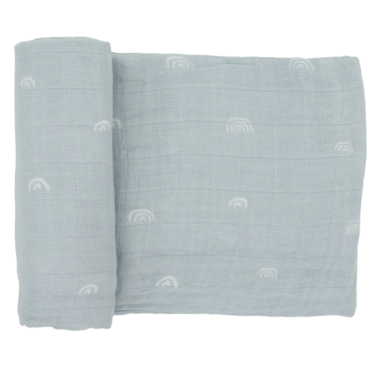 Cotton Muslin Swaddle Blanket - Blue Rainbow - HoneyBug