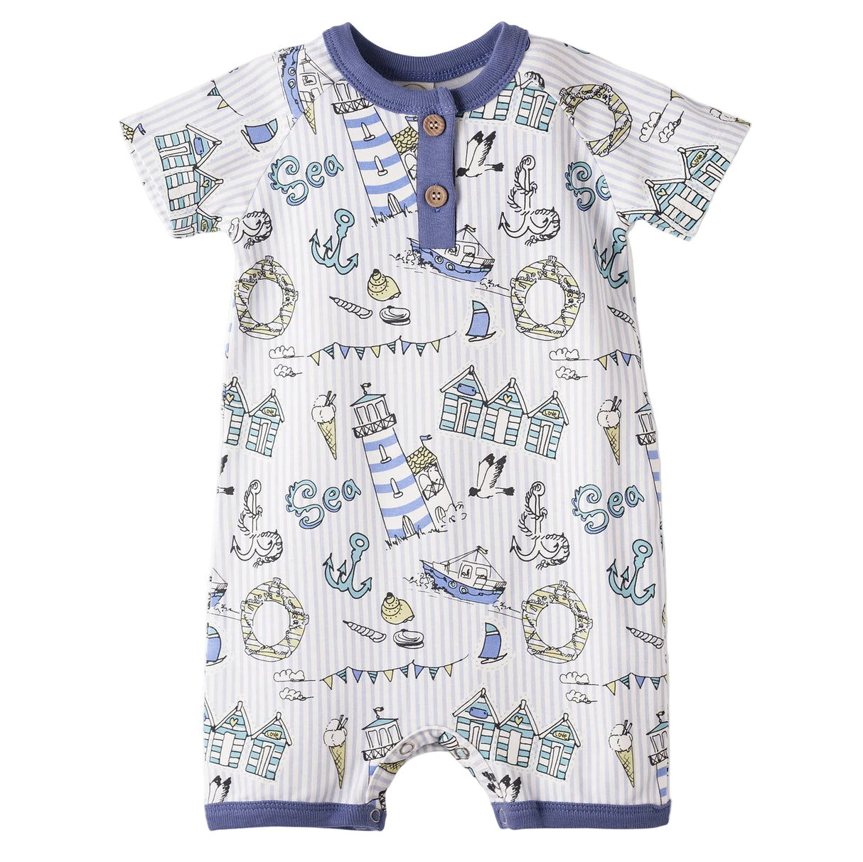 Seashore Baby Boy Romper – Bamboo Shortall One-Piece