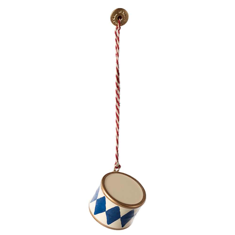 Metal Ornament, Small Drum - Dark Blue - HoneyBug