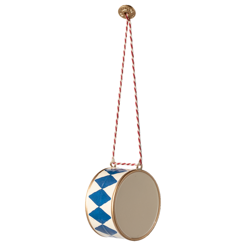 Metal ornament, Large drum - Dark blue - HoneyBug
