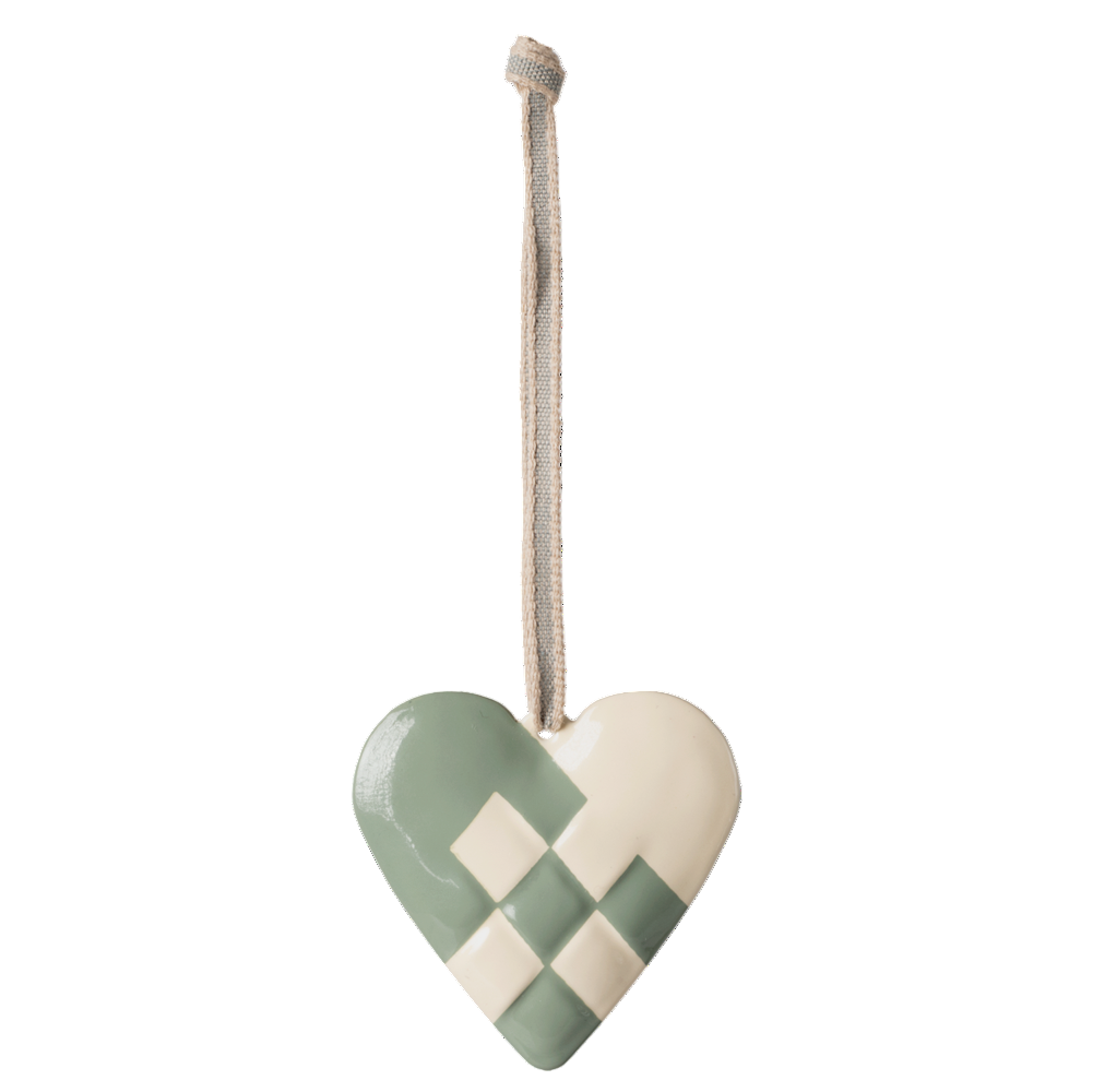 Metal Ornament, Large Heart - Mint - HoneyBug