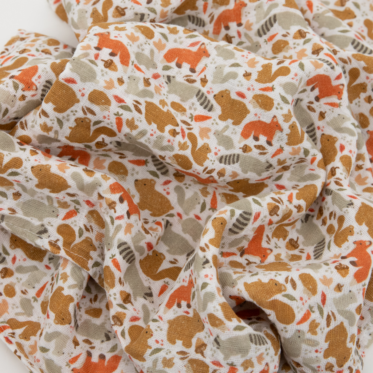 Cotton Muslin Swaddle Blanket - Fall Friends - HoneyBug