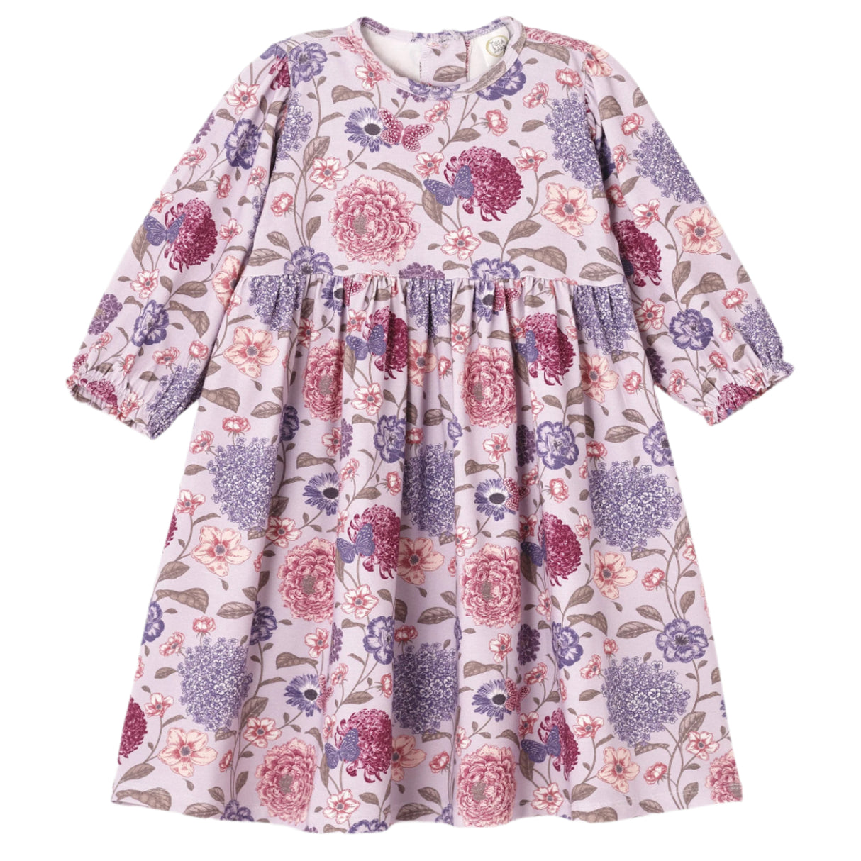 Floral Long Sleeve Girls Dress – Bamboo Cotton Vintage Bloom - HoneyBug