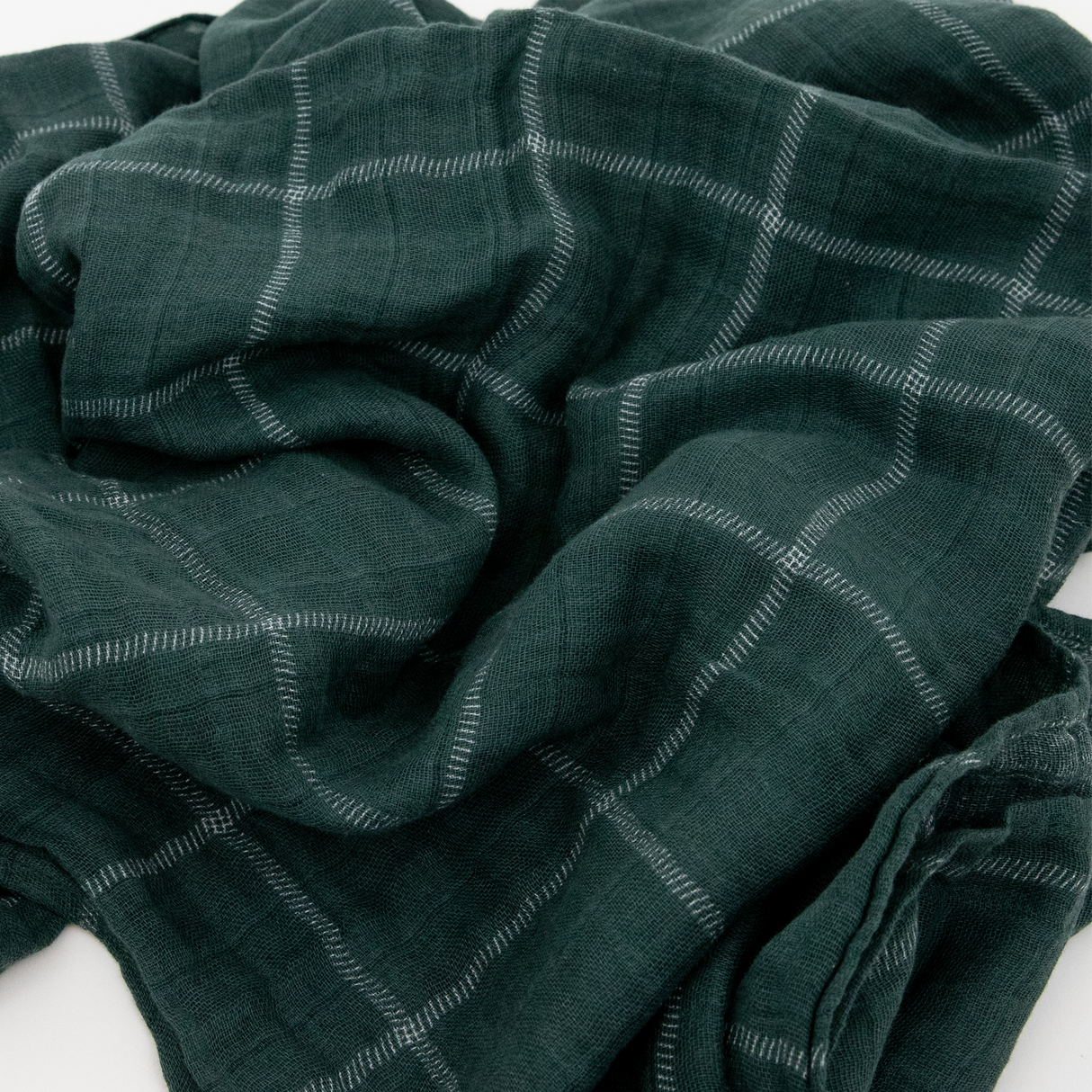 Cotton Muslin Swaddle Blanket - Evergreen Plaid - HoneyBug
