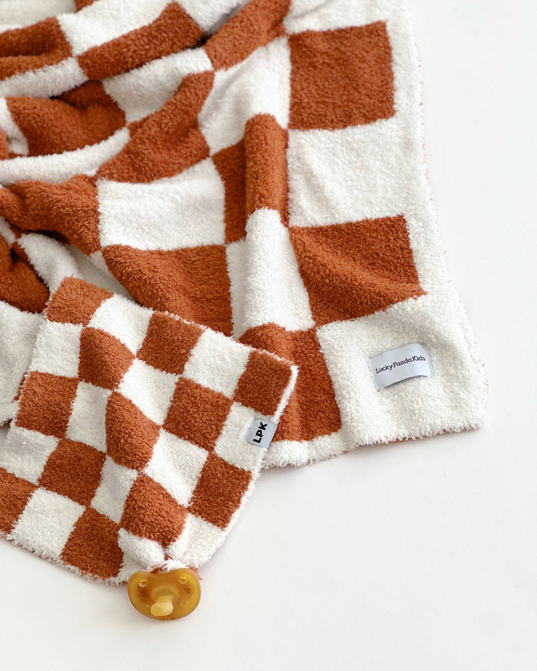 Checkered Plush Blanket | Copper - HoneyBug