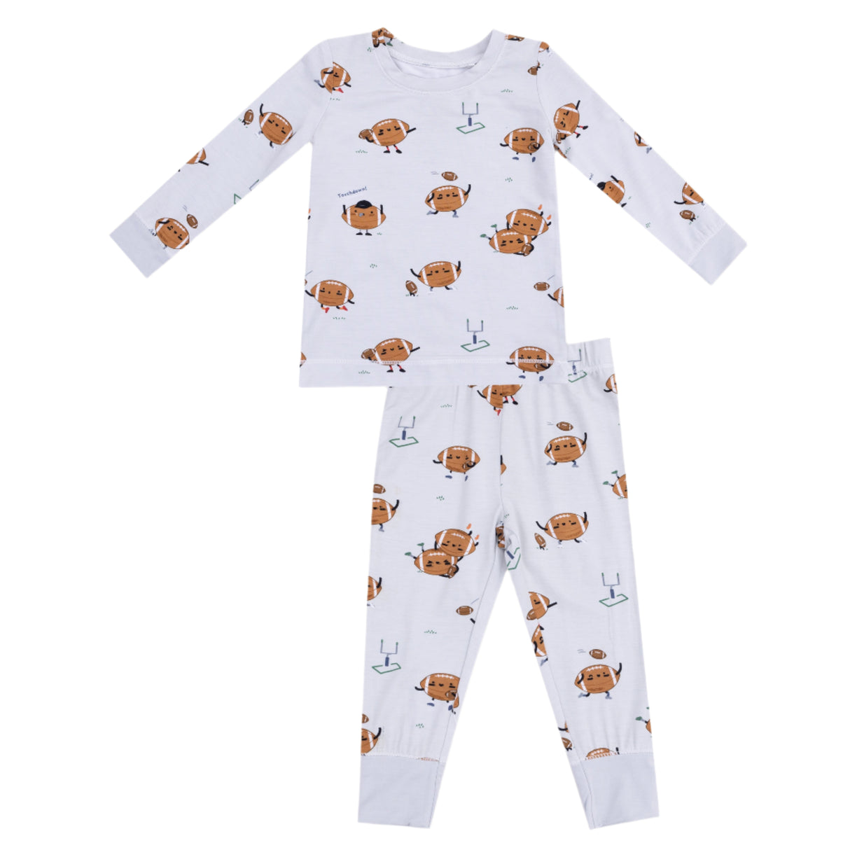 Long Sleeve Loungewear Set - Footballs Playing Football - HoneyBug