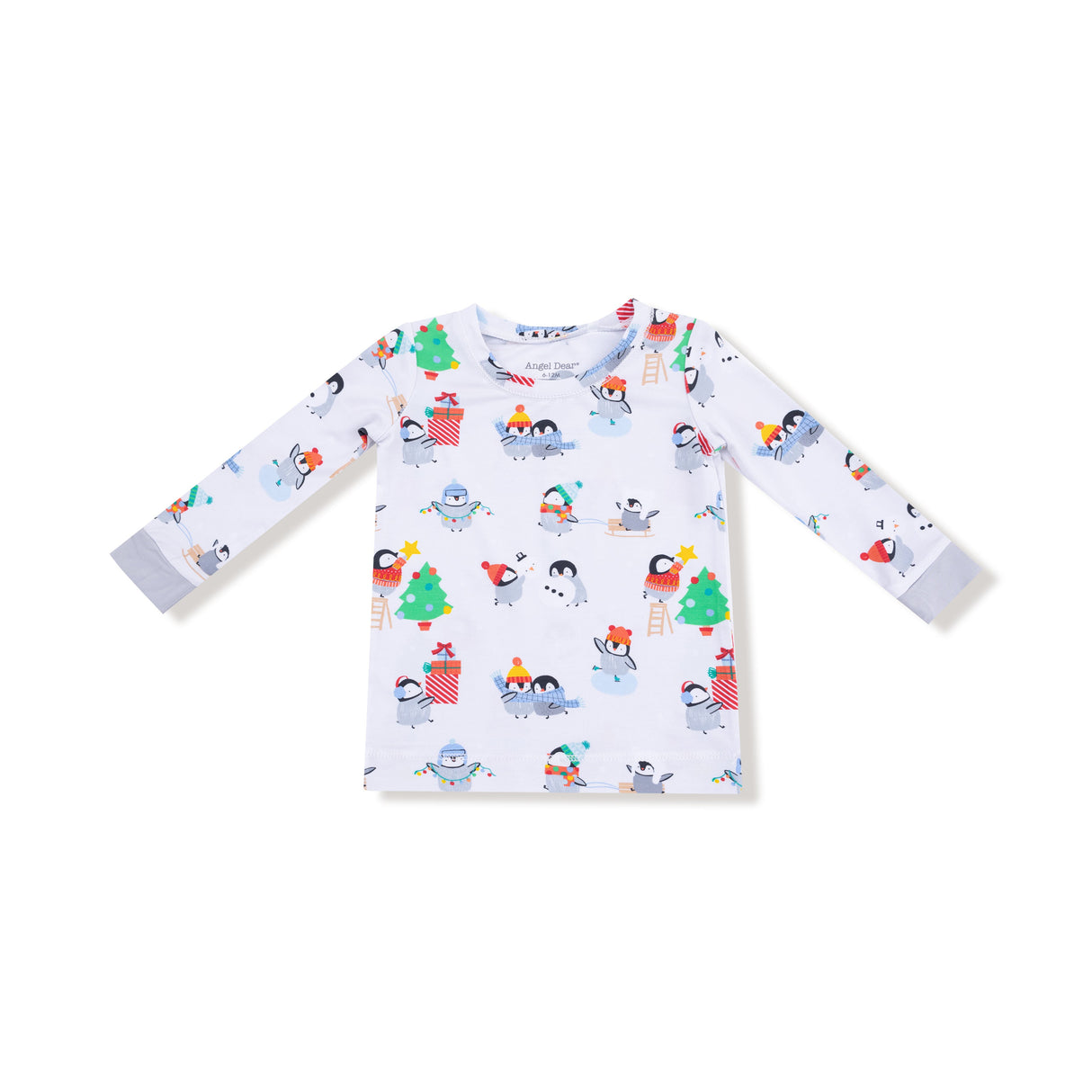 Long Sleeve Loungewear Set - Holiday Penguins - HoneyBug