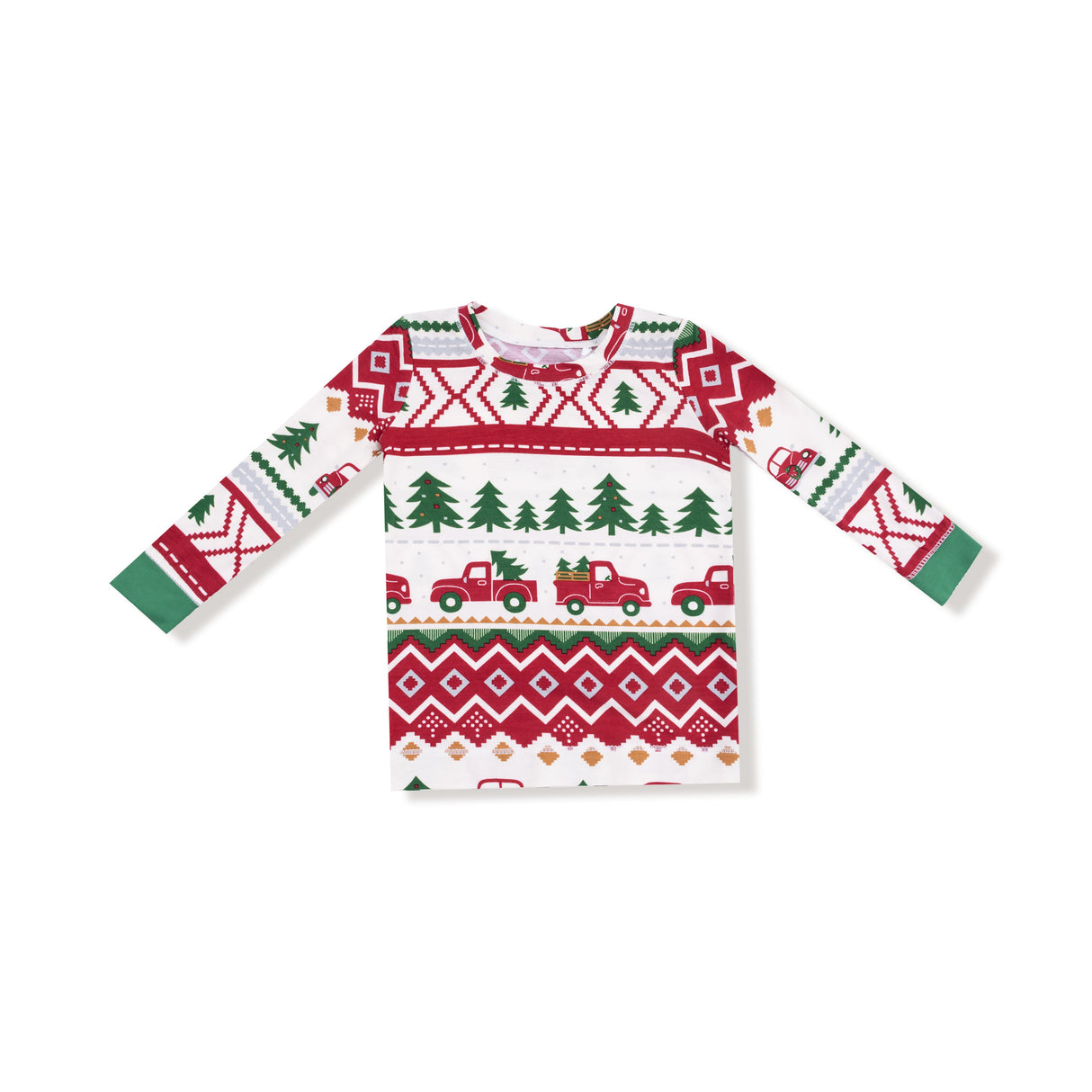 Long Sleeve Loungewear Set - Red Truck Fair Isle - HoneyBug