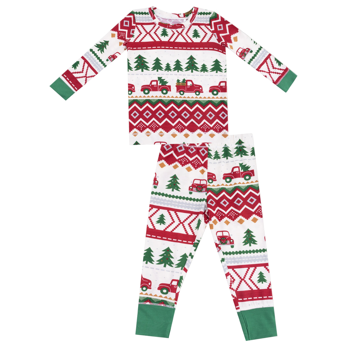 Long Sleeve Loungewear Set - Red Truck Fair Isle - HoneyBug
