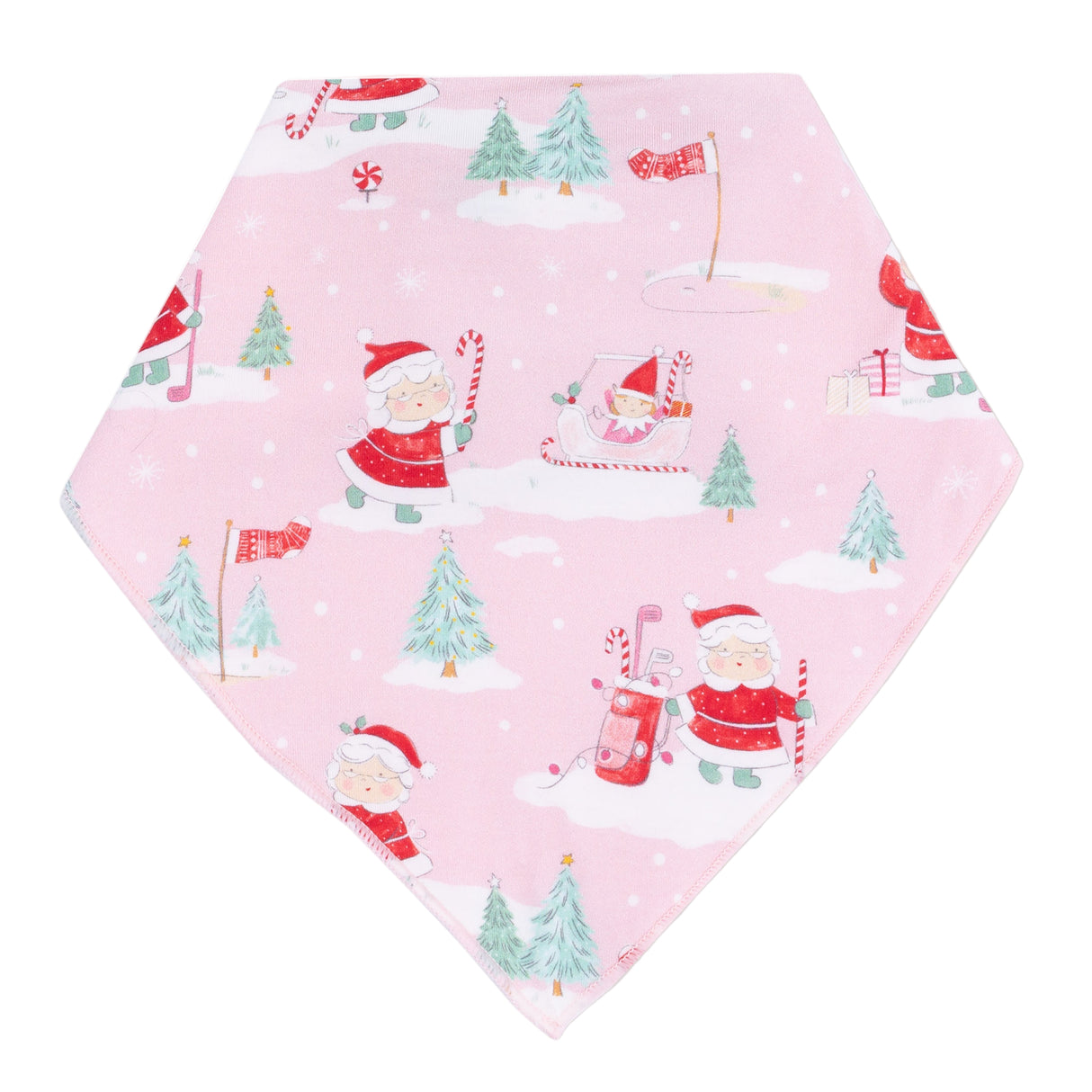 Bandana Bib - Golfing Mrs. Claus and Elves - HoneyBug