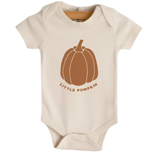 Pumpkin - Cream Short Sleeve Bodysuit - HoneyBug