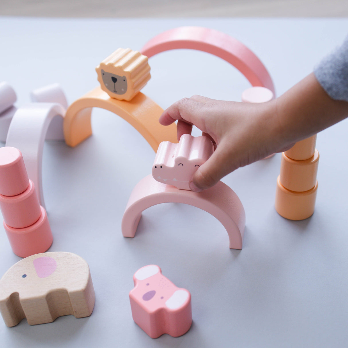 Pink Animal Rainbow Stacking Toy