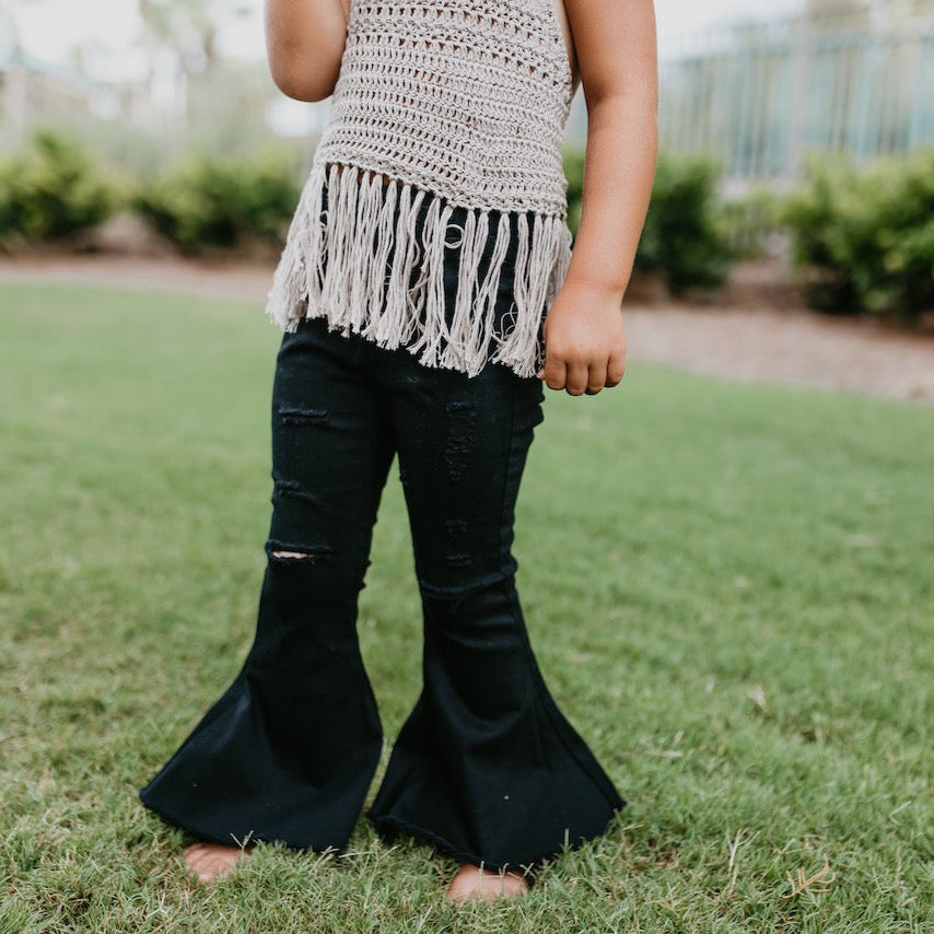 Black Denim Flare Pant - HoneyBug