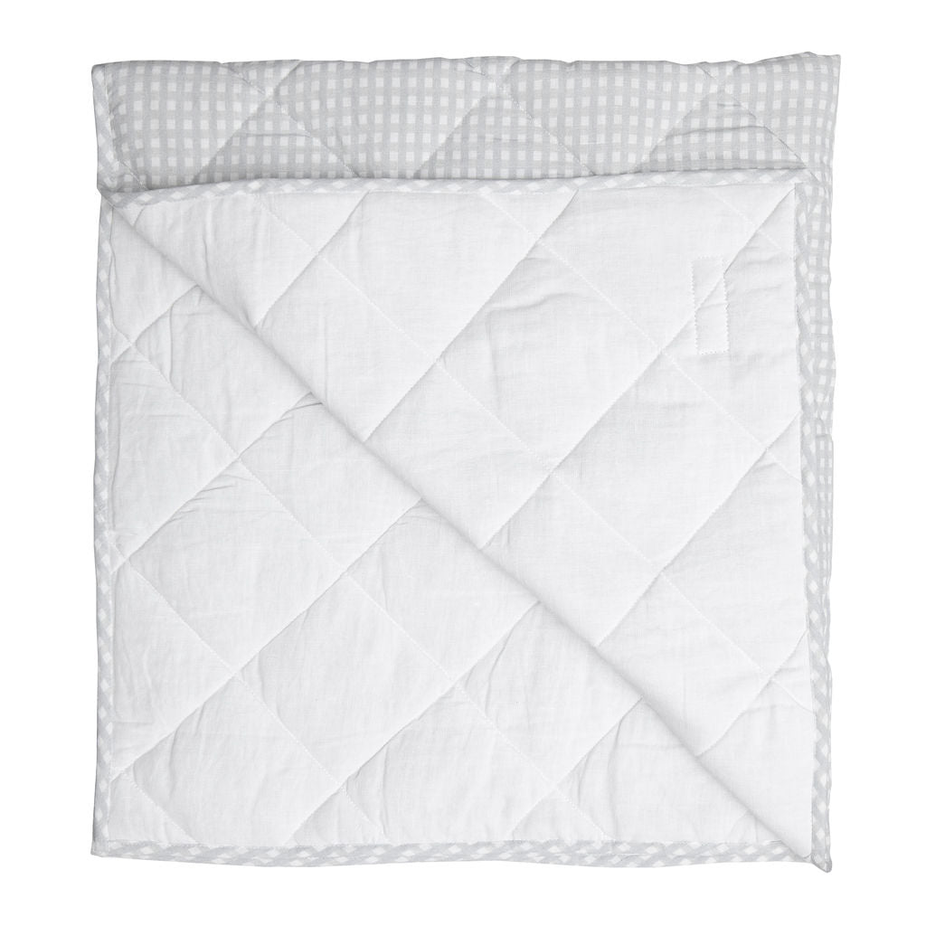 Play mat | grey gingham and white linen - HoneyBug