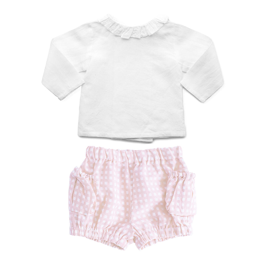 Girls short | dusty pink gingham - HoneyBug