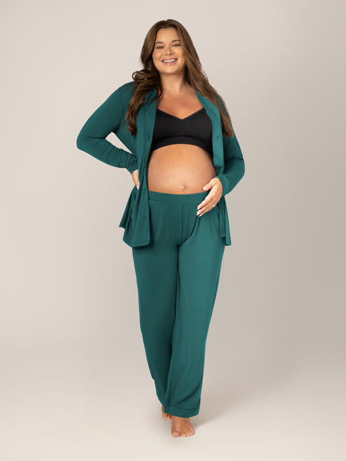 Clea Bamboo Classic Long Sleeve Pajama Set | Evergreen - HoneyBug