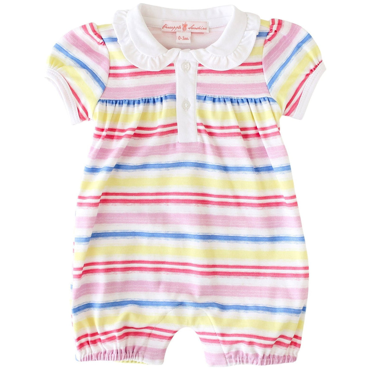 Rainbow Stripe Collared Romper - HoneyBug