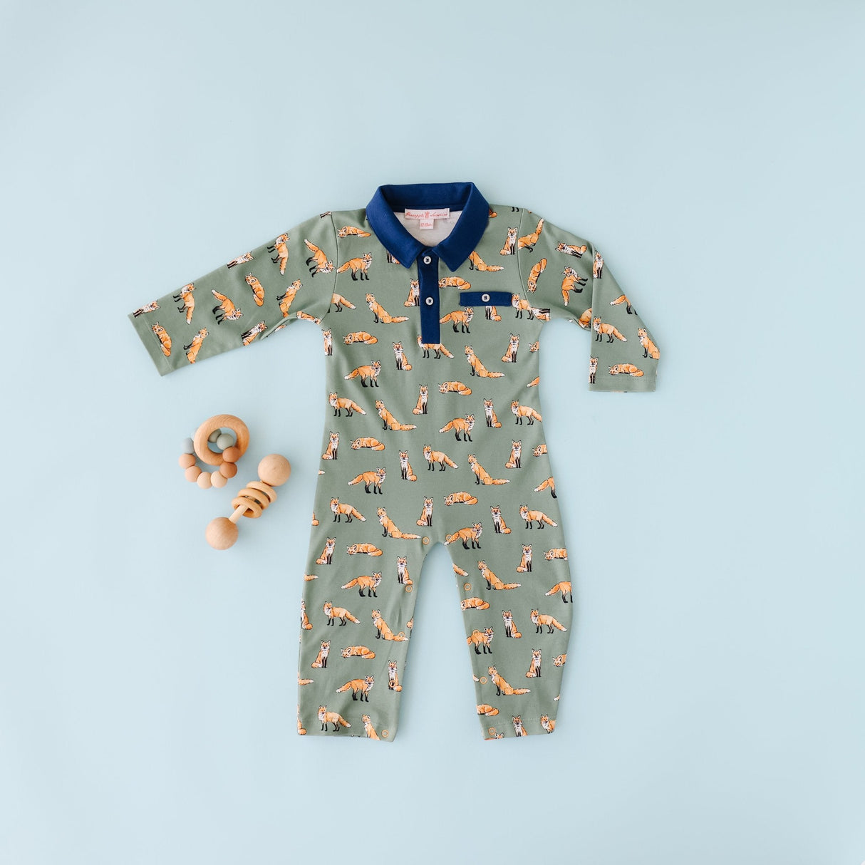 Green Fox Collared Romper - HoneyBug
