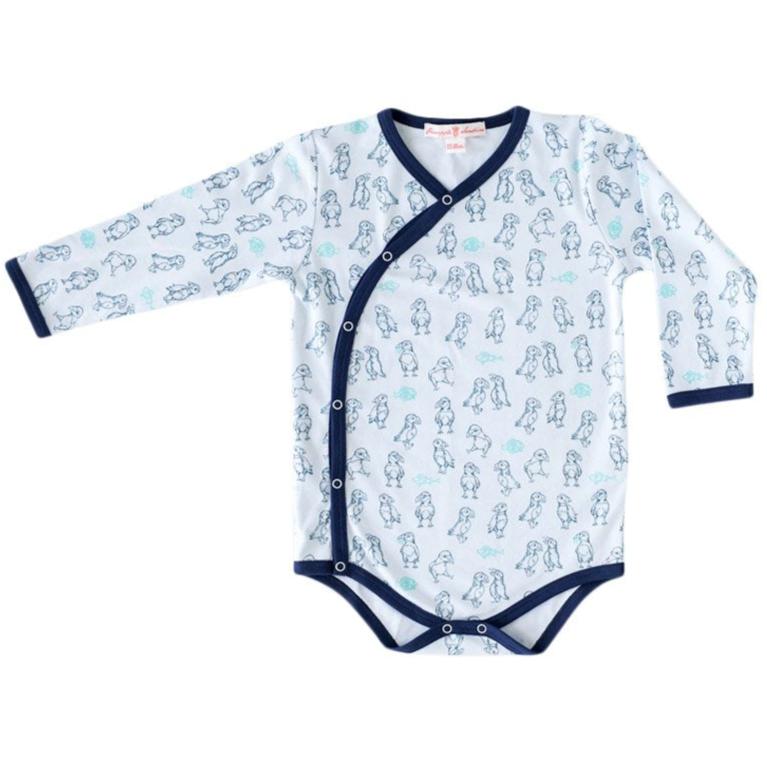 Puffin Print Kimono Onesie - HoneyBug